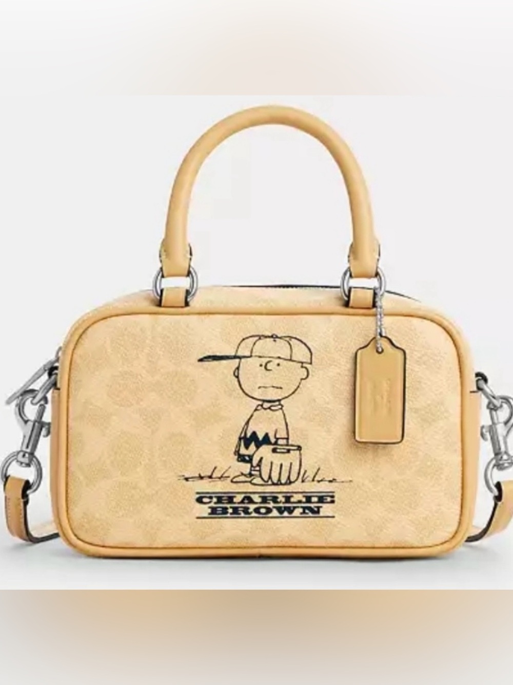 Coach X Peanuts Satchel Crossbody Bag In Signature Canvas With Charlie Brown